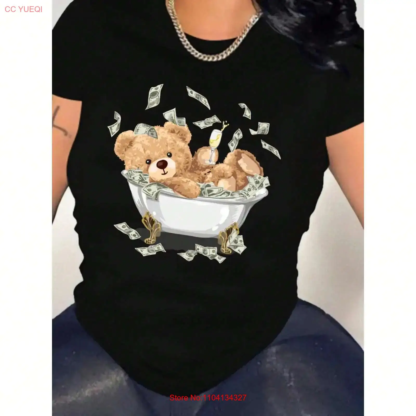 Vintage Fashion Patterns - Dollar Bear Damen-T-Shirt aus Baumwolle mit
