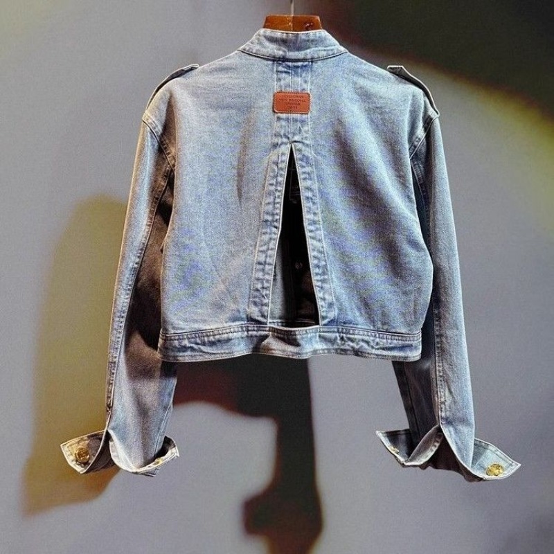 Patchwork Jean Jacket - Blusenjacke für Damen, Herbst-Retro-Stil, Kurze Jeansjacke