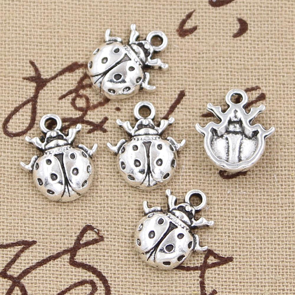 Vintage Fashion Bug - 12 stücke Charms Marienkäfer Bug 16x14mm