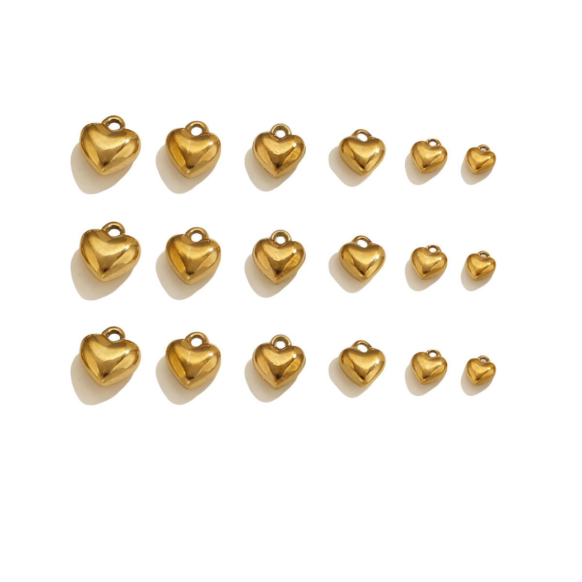 Vintage Fashion Wholesale - 20 Stück 3D Massivherz-Anhänger 18K PVD