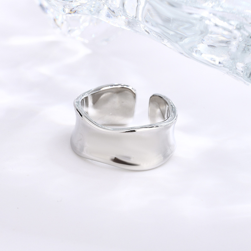 Vintage Fashion Wholesale - Damenringe aus 925er-Sterlingsilber, breit, unregelmäßig, glatte