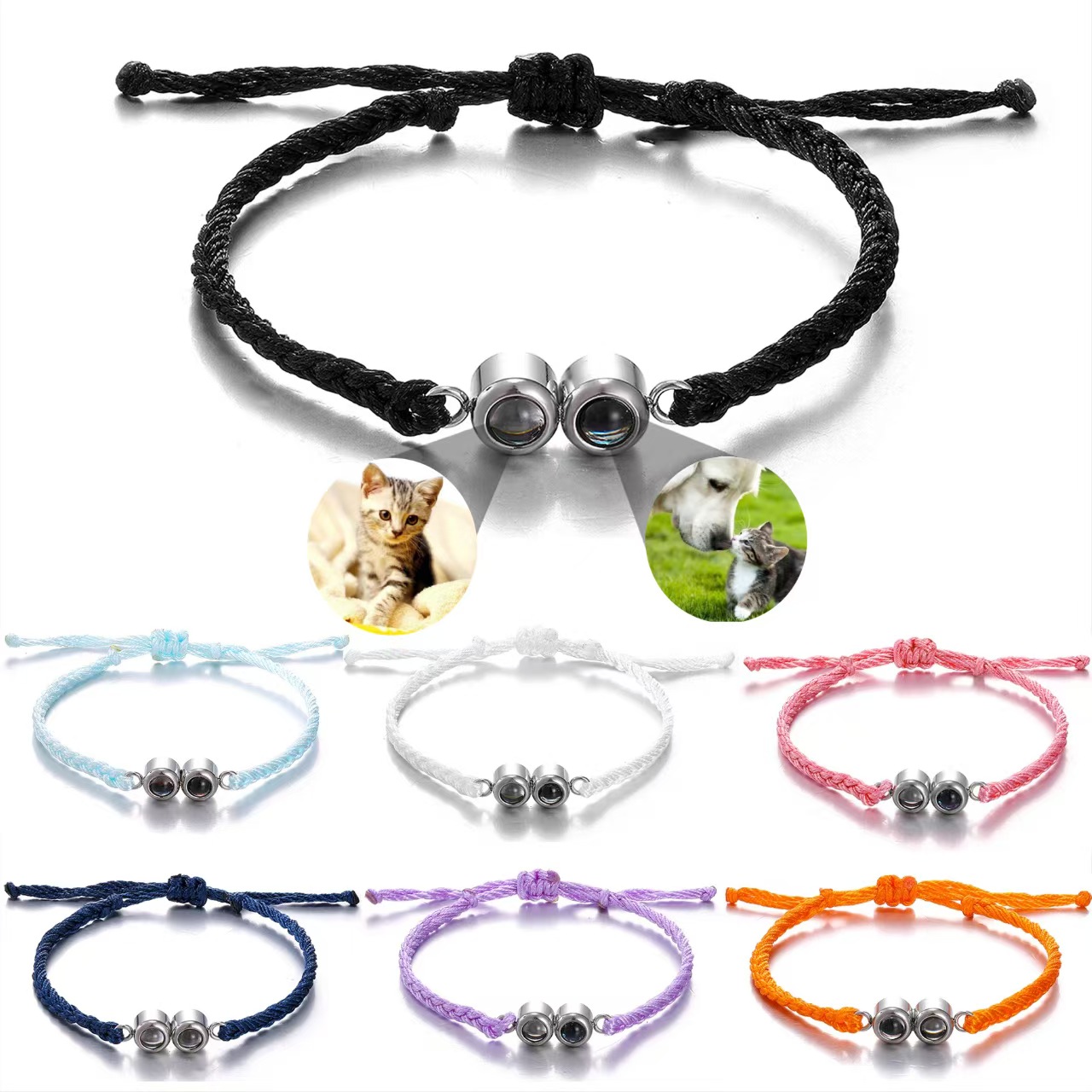 Vintage Fashion Photos - Personalisiertes Farbfoto Handgewebtes Armband Paar-Armband Herren-