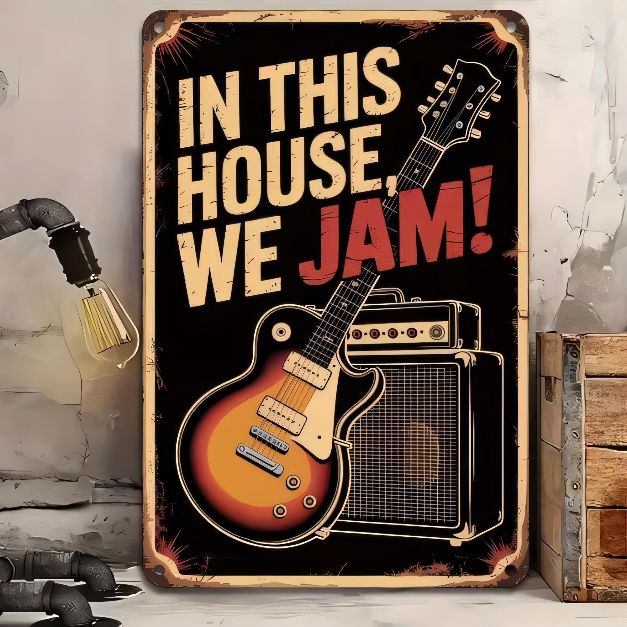 Vintage Fashion Posters - Blechschild, „In This House We Jam