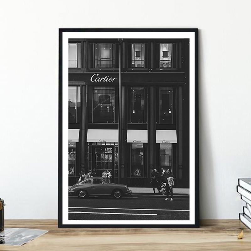 Vintage Fashion Photos - Europäische Straßen-Leinwandbilder, Modische Schwarz-Weiß-Vintage-Fotoposter und -Drucke,