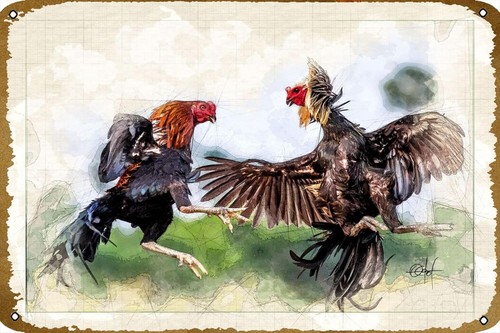 Fighting Cocks Animal Vintage  – Vintage Fashion Posters Bewertung und Preis