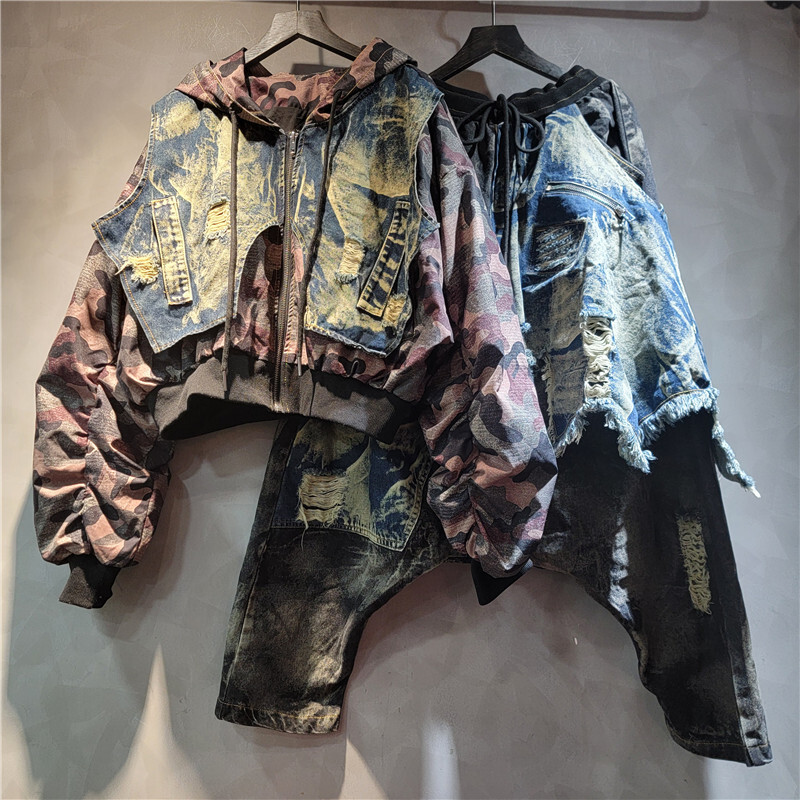 WTHT Trendy frauen Camouflage  – Patchwork Jean Jacket Bewertung und Preis