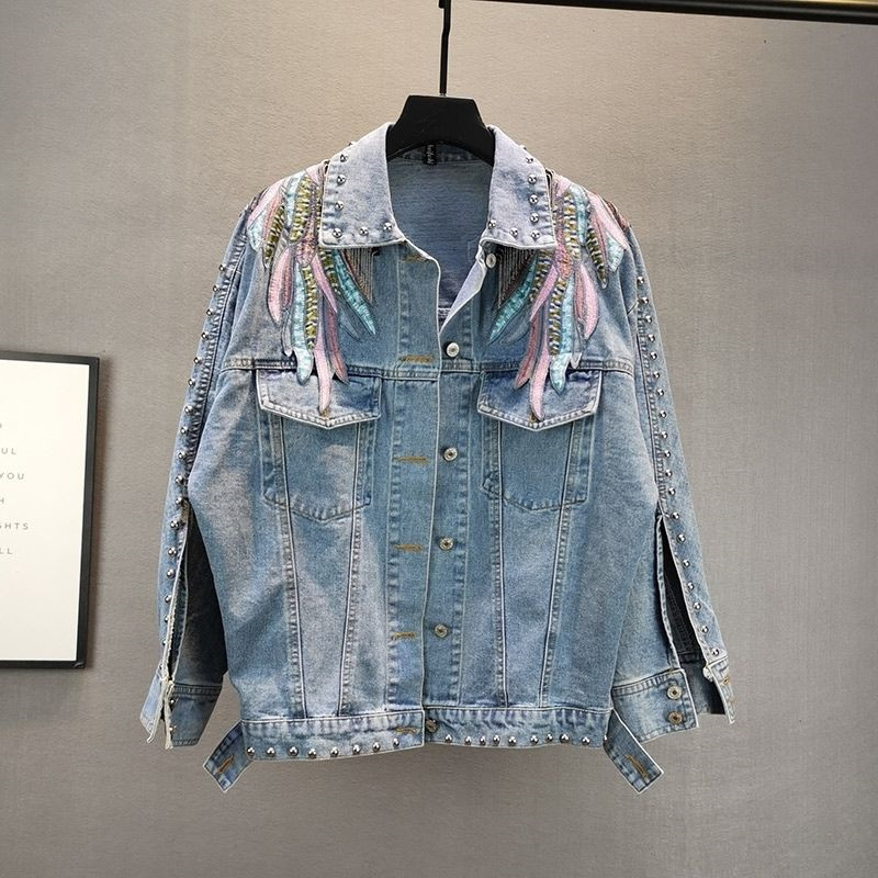 2026 Neue Herbstmode Nieten-Da – Patchwork Jean Jacket Bewertung und Preis