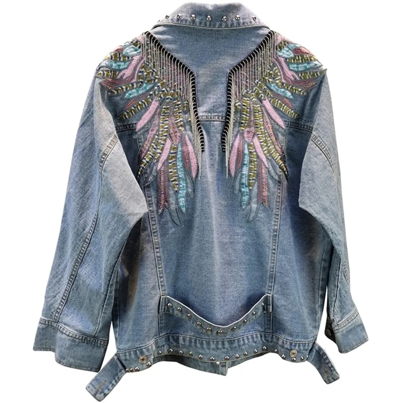 2026 Neue Herbstmode Nieten-Da – Patchwork Jean Jacket Bewertung und Preis