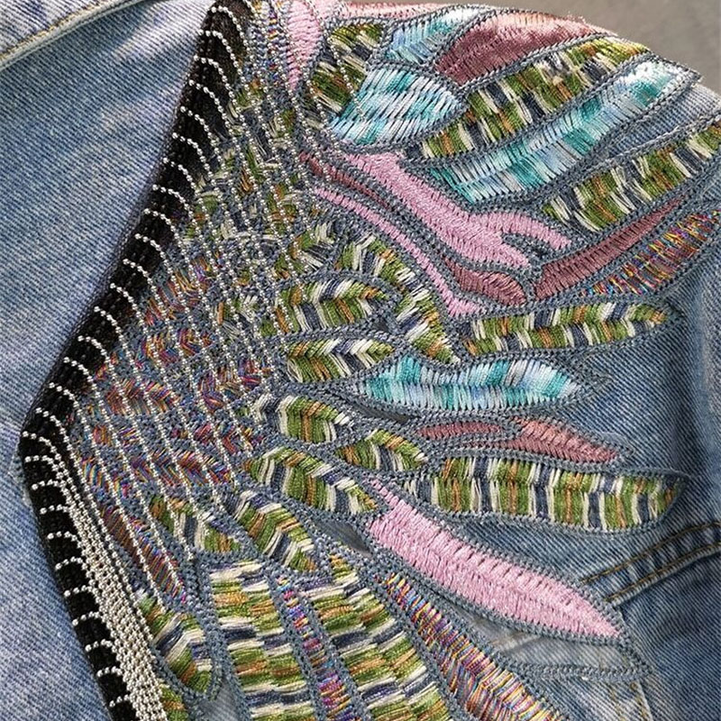 2026 Neue Herbstmode Nieten-Da – Patchwork Jean Jacket Bewertung und Preis