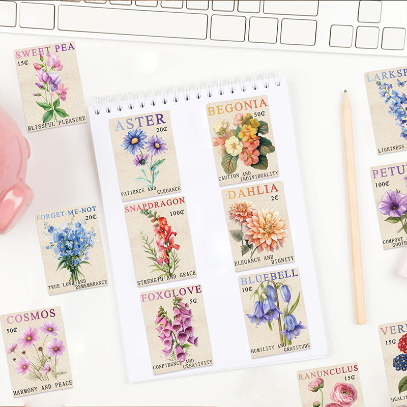 50PCS Vintage Blume Briefmarke – Vintage Fashion Magazine Bewertung und Preis