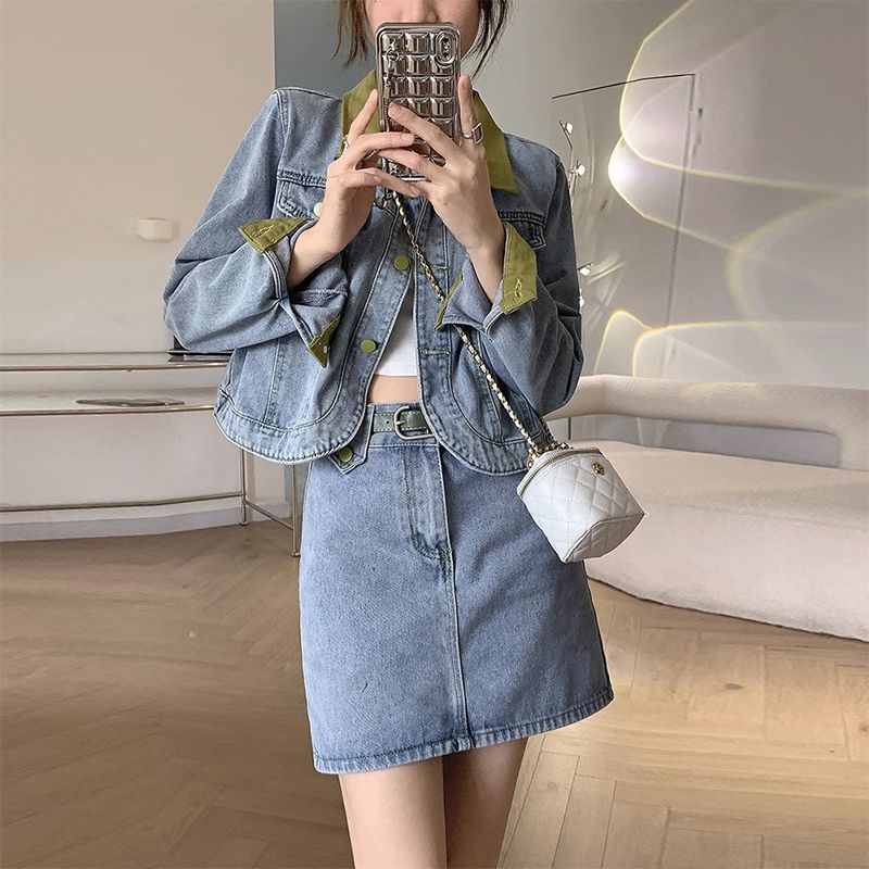 Denim Mäntel Mini Röcke Zwei S – Patchwork Jean Jacket Bewertung und Preis