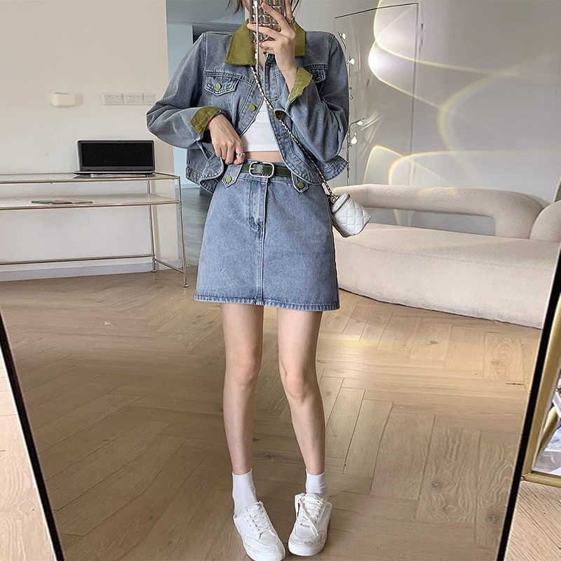 Denim Mäntel Mini Röcke Zwei S – Patchwork Jean Jacket Bewertung und Preis