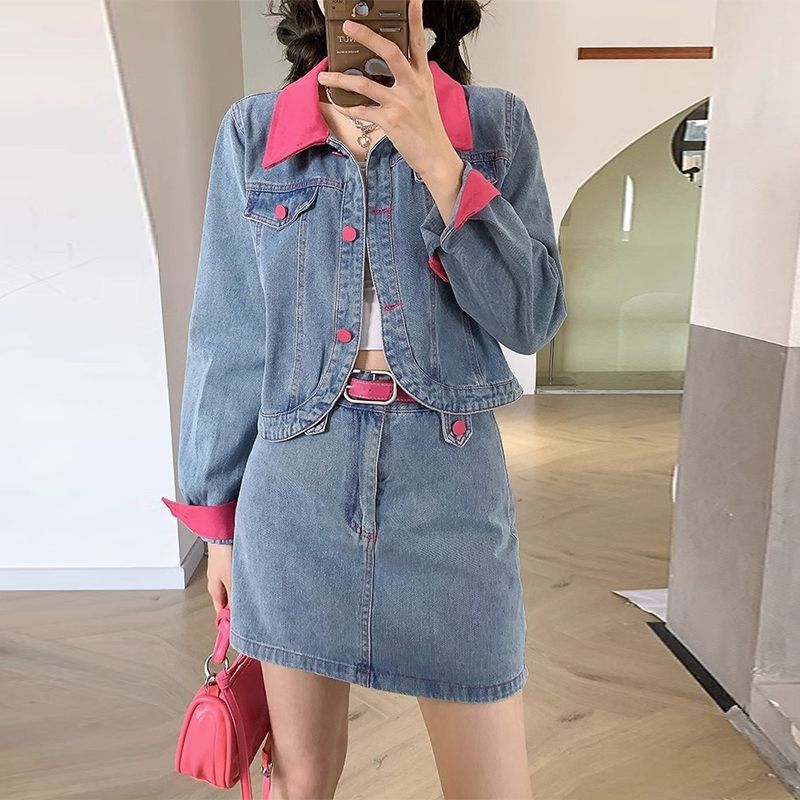 Denim Mäntel Mini Röcke Zwei S – Patchwork Jean Jacket Bewertung und Preis