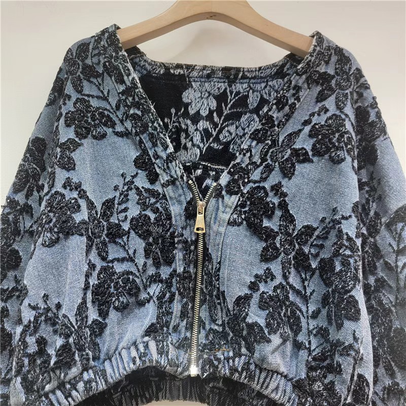 Modische Jacquard Kurze Jeansj – Patchwork Jean Jacket Bewertung und Preis