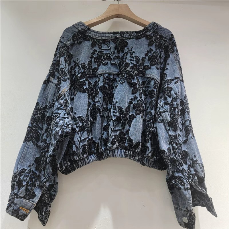 Modische Jacquard Kurze Jeansj – Patchwork Jean Jacket Bewertung und Preis