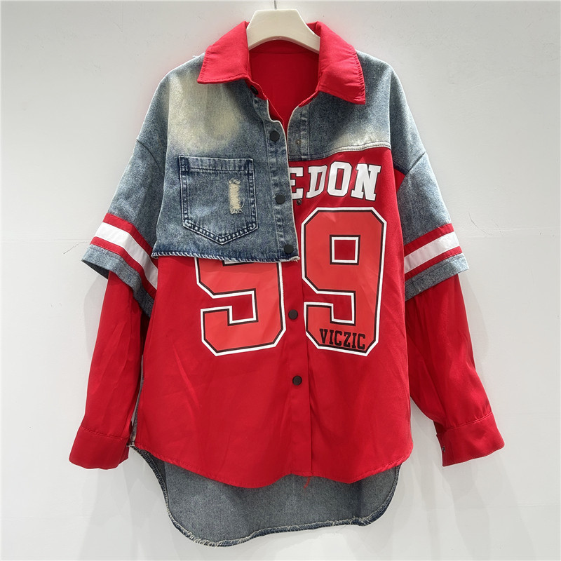 Retro Frau Denim Patchwork Hem – Patchwork Jean Jacket Bewertung und Preis