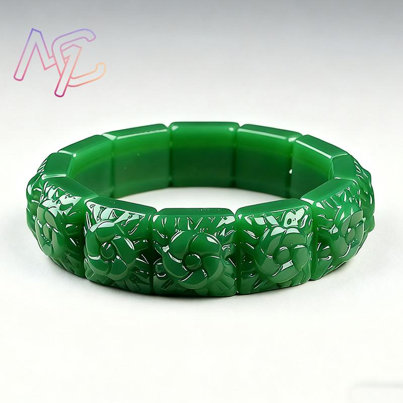 Echtes Jade-Blumen-Armband, Ar – Vintage Fashion Luxury Bewertung und Preis
