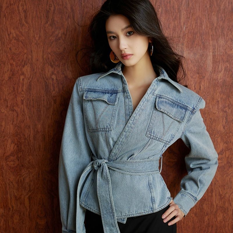 Trend V-Ausschnitt Gürtel hoch – Patchwork Jean Jacket Bewertung und Preis