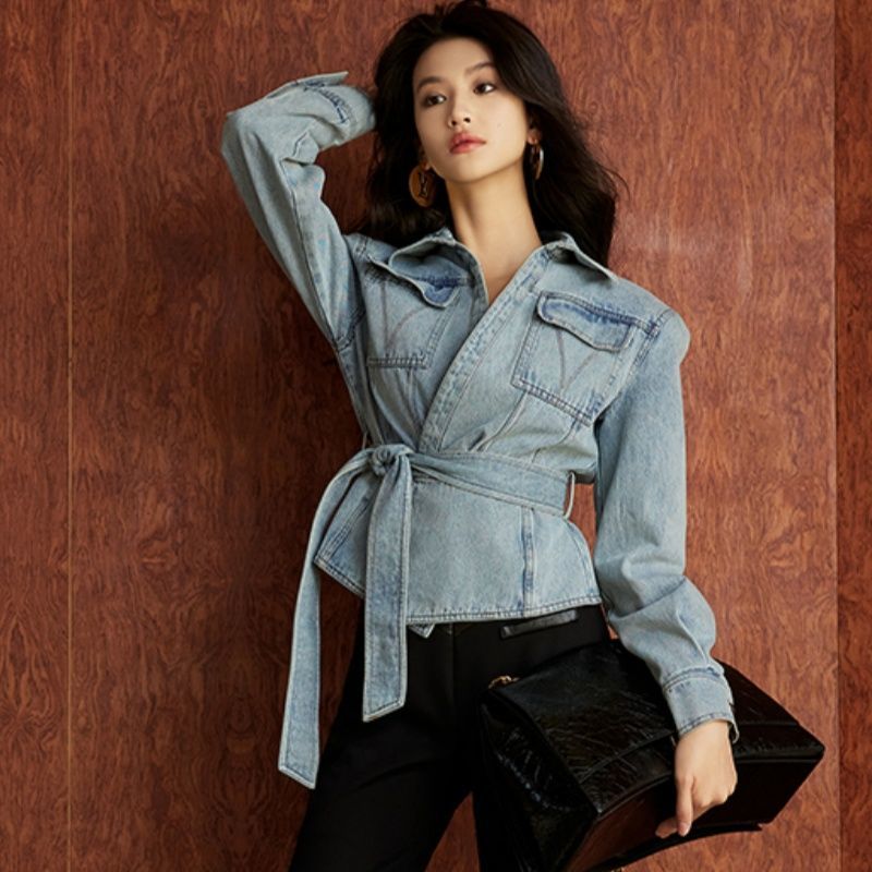 Trend V-Ausschnitt Gürtel hoch – Patchwork Jean Jacket Bewertung und Preis