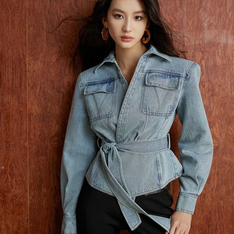 Trend V-Ausschnitt Gürtel hoch – Patchwork Jean Jacket Bewertung und Preis